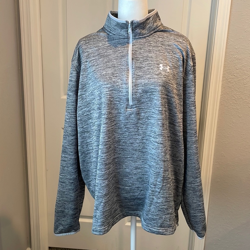 Under Armour 2XL Quarter Zip Fleece-Inside, Loose Coldgear, Heather Grey!